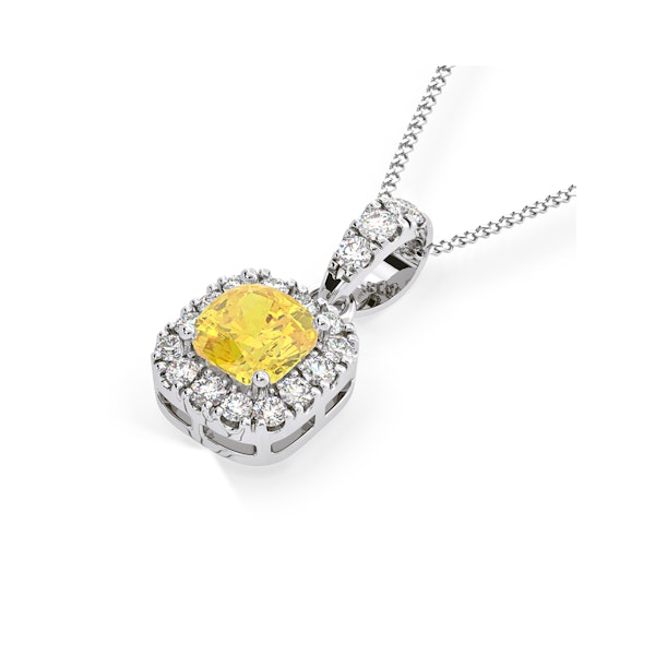 Beatrice Yellow Lab Diamond Cushion Cut Necklace 0.70ct in 18K White Gold - Elara Collection - Image 3