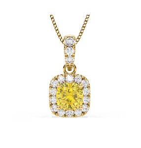Beatrice Yellow Lab Diamond Cushion Cut Necklace 0.70ct in 18K Gold - Elara Collection