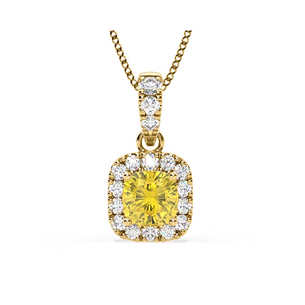 Beatrice Yellow Lab Diamond Cushion Cut Necklace 0.70ct in 18K Gold - Elara Collection - Image 1