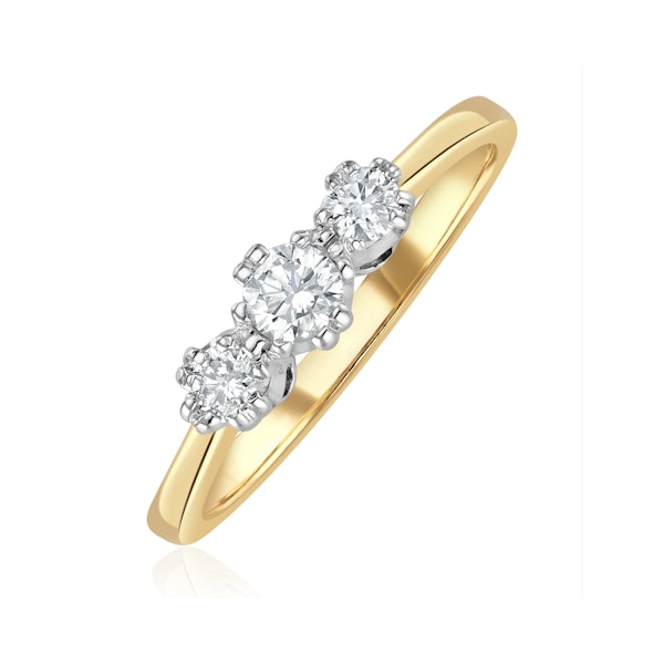 Emily 18K Gold 3 Stone Diamond Ring 0.33CT H/SI - Image 1