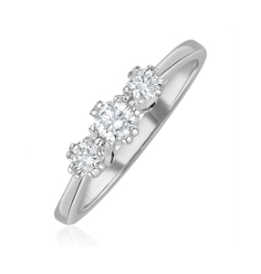Emily 18K White Gold 3 Stone Diamond Ring 0.33CT H/SI