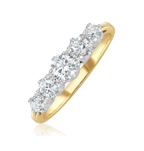 Grace 18K Gold 5 Stone Diamond Eternity Ring 0.75CT