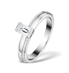 0.57ct Ideal Prince Cut Diamond and 18K White Gold H/SI Ring - SIZE L