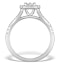 Halo Engagement Ring 0.65ct Prince Cut H/SI Diamonds 18K White Gold - image 2