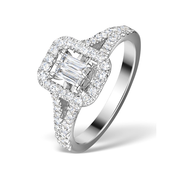 Halo Engagement Ring 0.65ct Prince Cut H/SI Diamonds 18K White Gold SIZES I L - Image 1