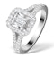Halo Engagement Ring 0.65ct Prince Cut H/SI Diamonds 18K White Gold - image 1