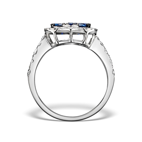 0.84ct Diamond 1.60ct Sapphire and 18K White Gold Circles Ring - Image 2
