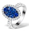 0.74ct Diamond 1.55ct Sapphire and 18K White Gold Cluster Ring - image 1