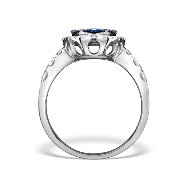 0.74ct Diamond 1.55ct Sapphire and 18K White Gold Cluster Ring - Image 2