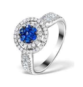 0.70ct Diamond 0.50ct Sapphire and 18K White Gold Circles Ring
