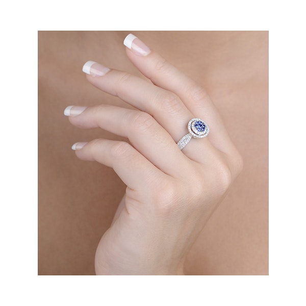 0.70ct Diamond 0.50ct Sapphire and 18K White Gold Circles Ring - Image 3