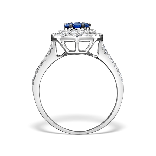 0.70ct Diamond 0.50ct Sapphire and 18K White Gold Circles Ring - Image 2