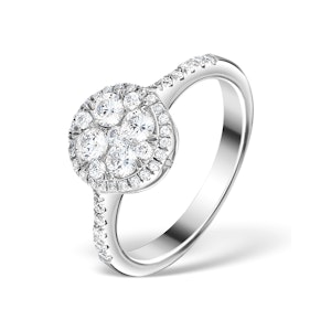 Halo Engagement Ring Galileo 0.80ct of Diamonds in 18K Gold - FT61
