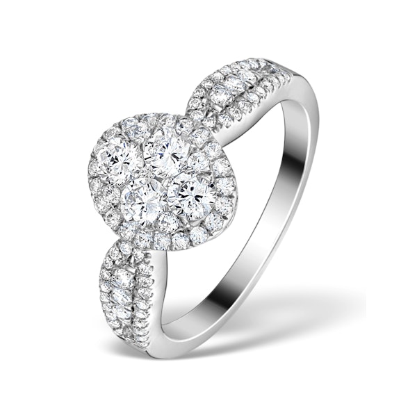 Halo Engagement Ring Galileo 1.08ct H/SI Diamonds in 18KW White Gold - Image 1