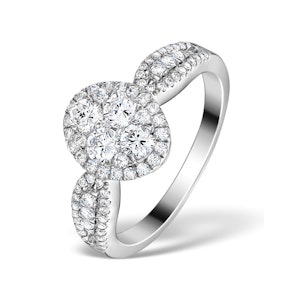 Halo Engagement Ring Galileo 1.08ct H/SI Diamonds in 18KW White Gold