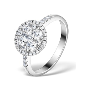 Halo Engagement Ring Galileo with 1ct of Diamonds in 18KW Gold - FT76