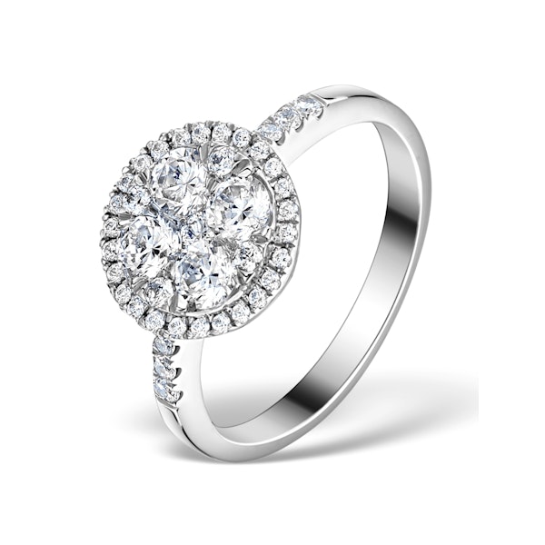 Halo Engagement Ring Galileo with 1ct of Diamonds in 18KW Gold - FT76 - Image 1