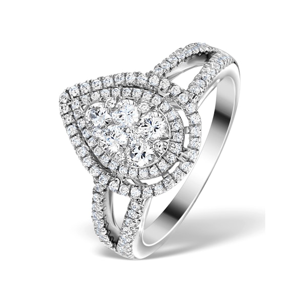 Halo Engagement Ring Galileo with 1ct of Diamonds in 18KW Gold - FT77 - Image 1