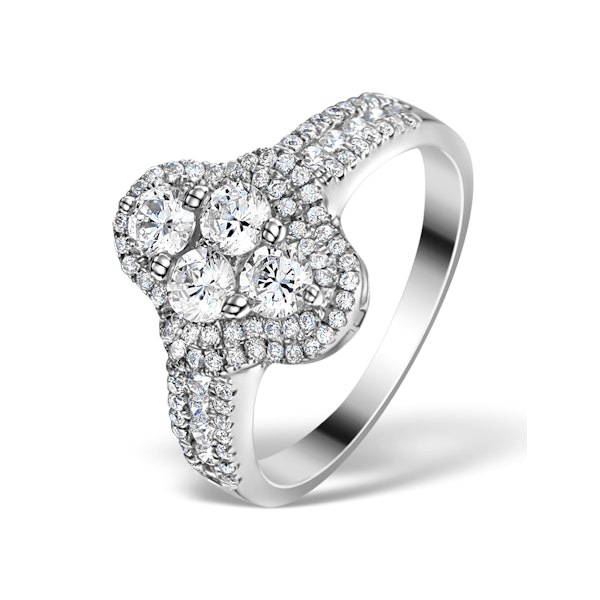 Halo Engagement Ring Galileo 1.25ct Diamonds 18KW White Gold FT78 - Image 1