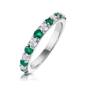 Emerald and 0.50ct Diamond Asteria Eternity Ring 18K White Gold