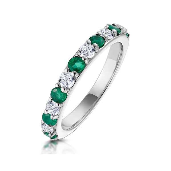Emerald and 0.50ct Diamond Asteria Eternity Ring 18K White Gold - Image 1