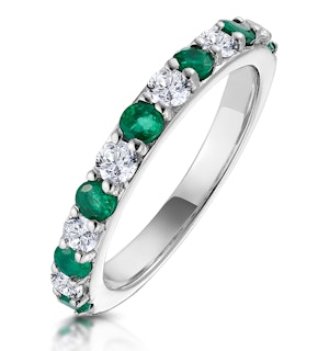 Emerald and 0.50ct Diamond Asteria Eternity Ring 18K White Gold