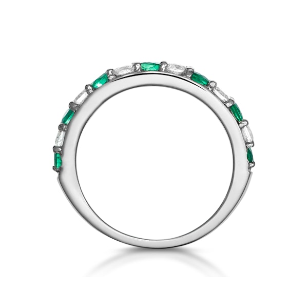 Emerald and 0.50ct Diamond Asteria Eternity Ring 18K White Gold - Image 3