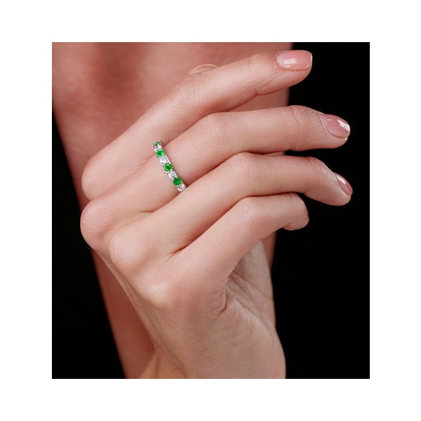 Emerald and 0.50ct Diamond Asteria Eternity Ring 18K White Gold - Image 2