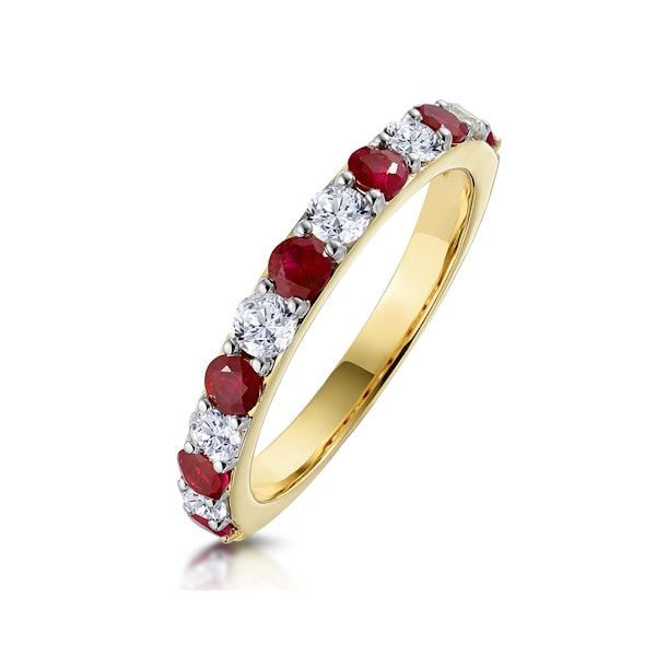 Ruby and 0.50ct Diamond Asteria Eternity Ring in 18K Gold - Image 1