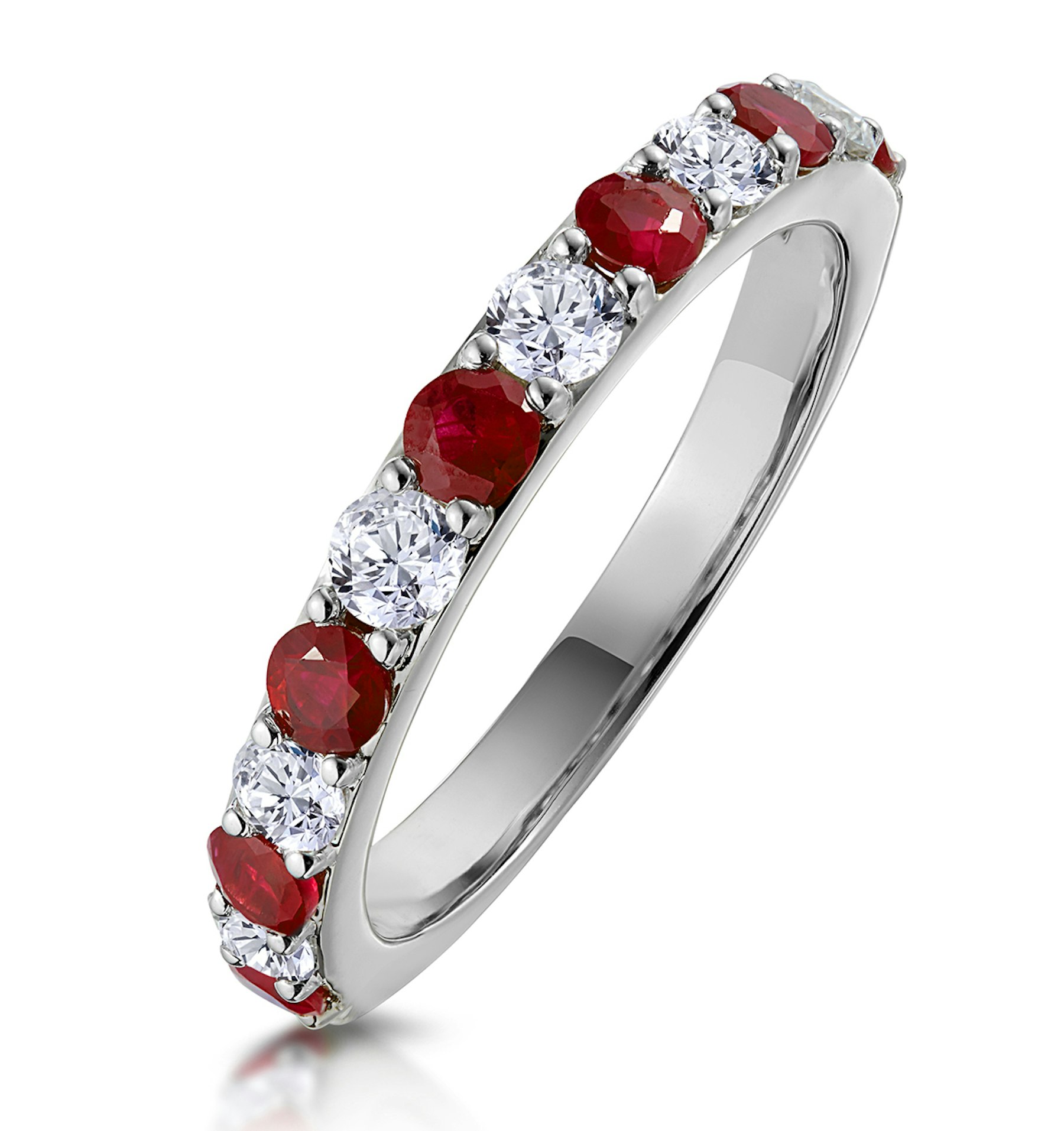 Ruby and 0.50ct Diamond Asteria Eternity Ring in 18K White Gold