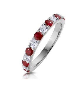 Ruby and 0.50ct Lab Diamond Asteria Eternity Ring in 9K White Gold - Size F