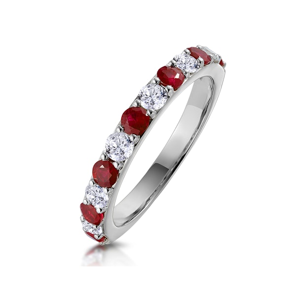 Ruby and 0.50ct Lab Diamond Asteria Eternity Ring in 9K White Gold - Image 1