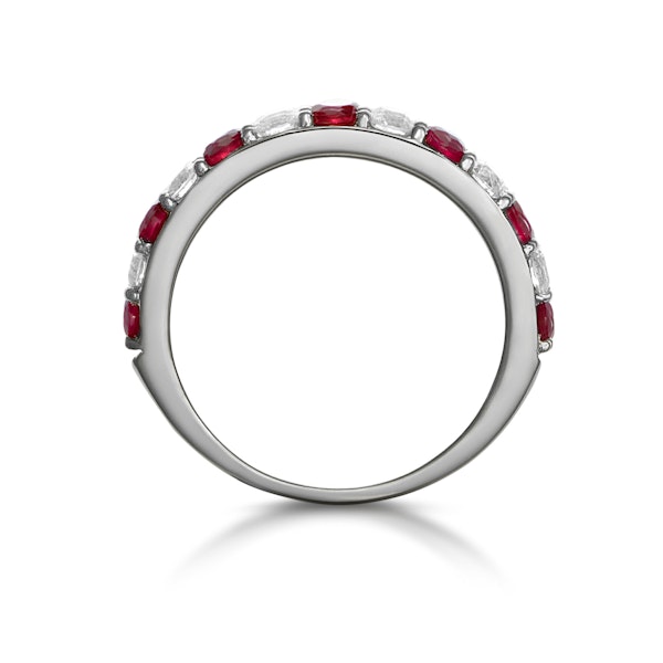 Ruby and 0.50ct Lab Diamond Asteria Eternity Ring in 9K White Gold - Image 3