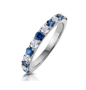 Sapphire and 0.50ct Lab Diamond Asteria Eternity Ring 9K White Gold