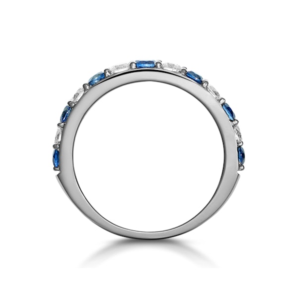 Sapphire and 0.50ct Lab Diamond Asteria Eternity Ring 9K White Gold - Image 3