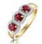Ruby and Diamond Halo Trilogy Ring in 18K Gold - Asteria Collection - image 1