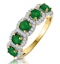 Emerald and Diamond Halo 5 Stone Asteria Ring in 18K Gold - image 1