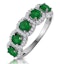 Emerald and Diamond Halo 5 Stone Asteria Ring in 18K White Gold - image 1