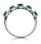 Emerald and Diamond Halo 5 Stone Asteria Ring in 18K White Gold - image 3