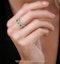 Emerald and Diamond Halo 5 Stone Asteria Ring in 18K White Gold - image 2