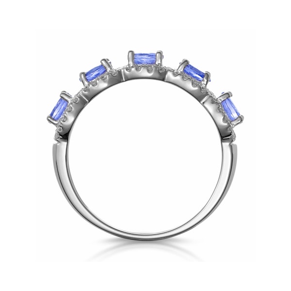 1.20ct Tanzanite Asteria Eternity Halo Lab Diamond Ring 9K White Gold - Image 2
