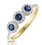 Sapphire and Diamond Halo Trilogy Ring 18K Gold - Asteria Collection - image 1