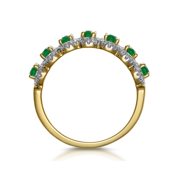 Emerald and Diamond Halo Eternity Ring 18K Gold - Asteria Collection - Image 3