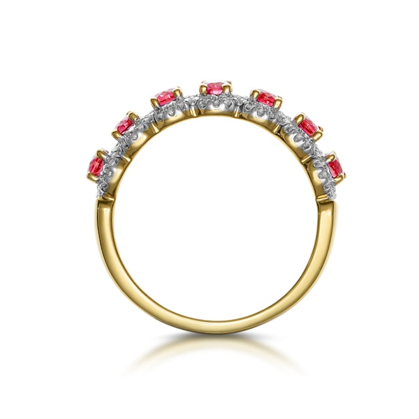 Ruby and Diamond Halo Eternity Ring in 18K Gold - Asteria Collection - Image 3