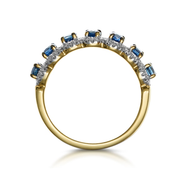 Sapphire and Diamond Halo Eternity Ring 18K Gold - Asteria Collection - Image 3