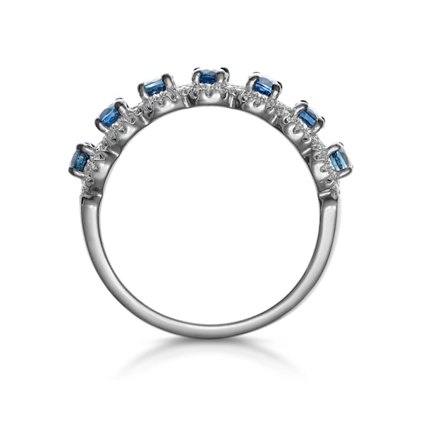 Sapphire and Diamond Halo Asteria Eternity Ring in 18KW Gold - Image 3