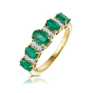 1.30ct Emerald and Lab Diamond Eternity Ring 9K Gold - Asteria