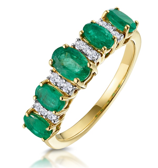 1.30ct Emerald and Diamond Eternity Ring 18K Gold - Asteria Collection - image 1