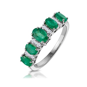 Emerald and Diamond Eternity Ring 18K White Gold - Asteria Collection