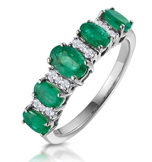 Emerald and Diamond Eternity Ring 18K White Gold - Asteria Collection
